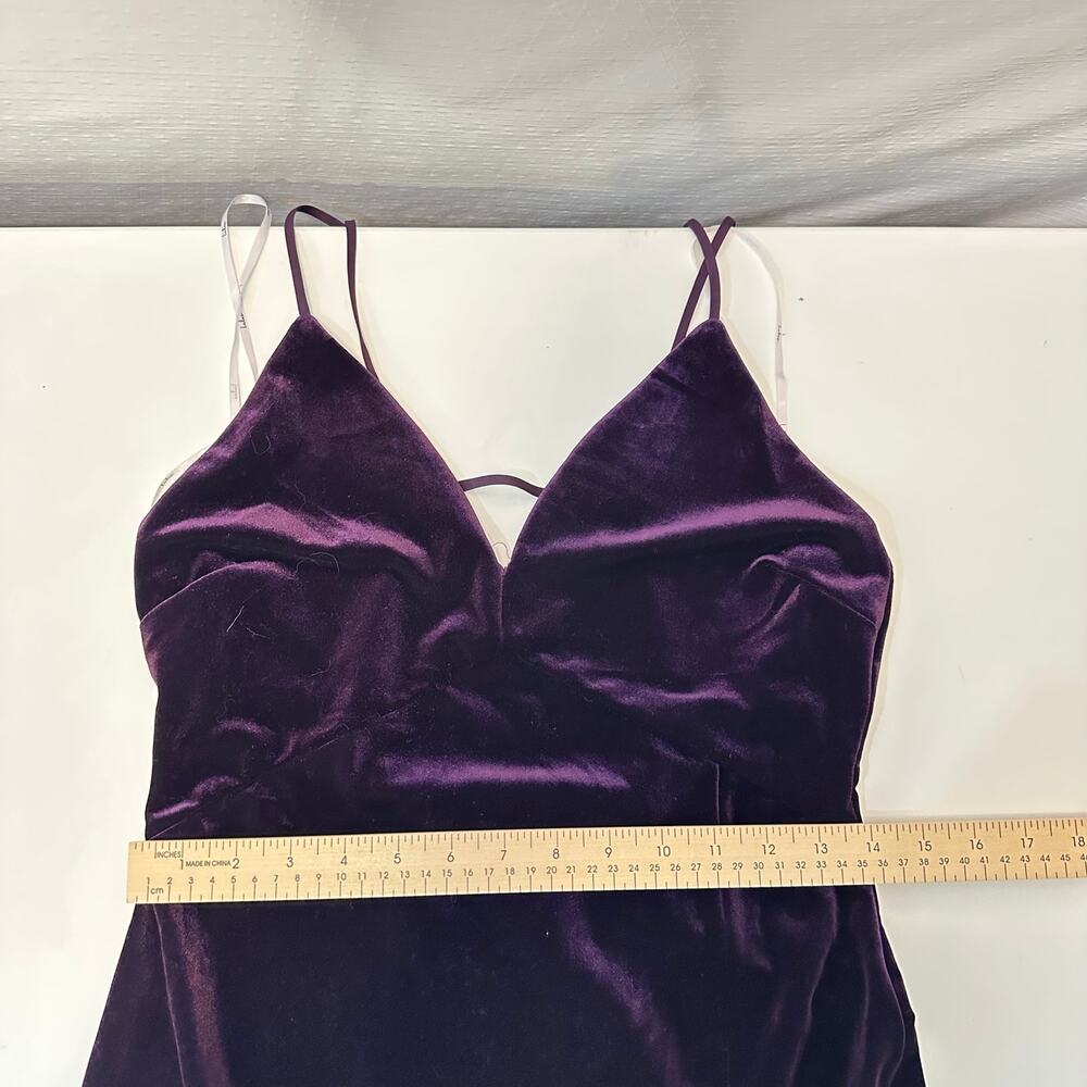 Lulus You Look Stunning Dark Purple Velvet Ruffled Maxi Dress Size L Formal NEW - Picture 14 of 15